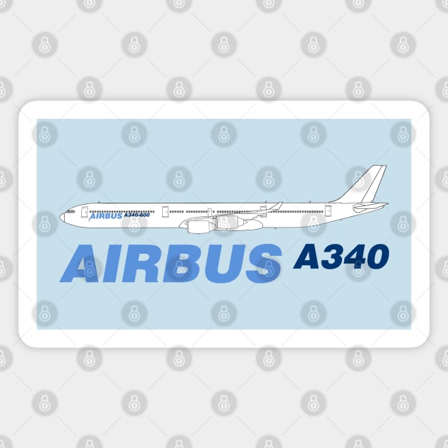 Airbus A340 Line Drawing Magnet by SteveHClark